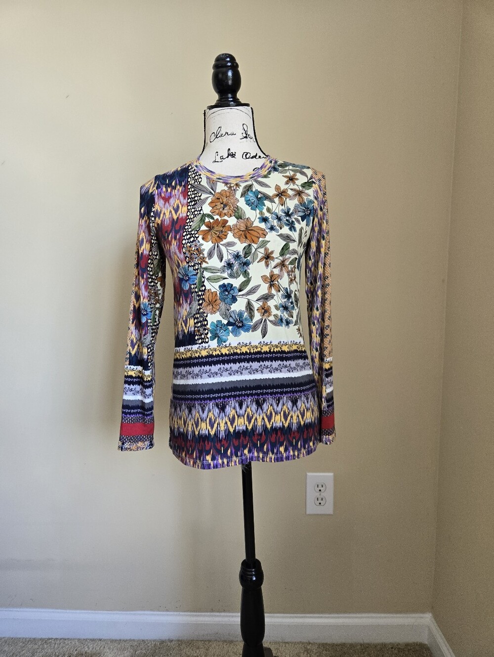 Johnny Was Betzy Favorite Long Sleeve Tee Womens XS Floral Crew Neck Stretch